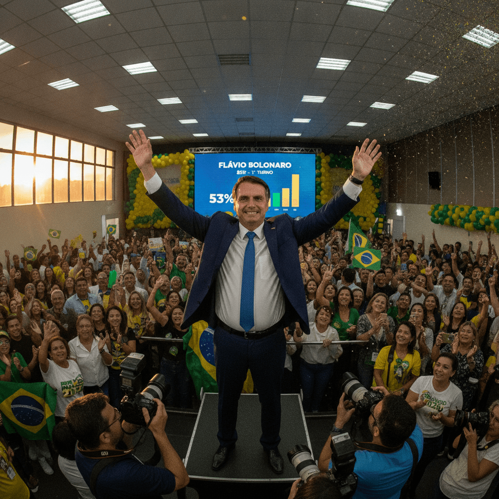 Right-wing Flávio Bolsonaro wins first round of Brazil election