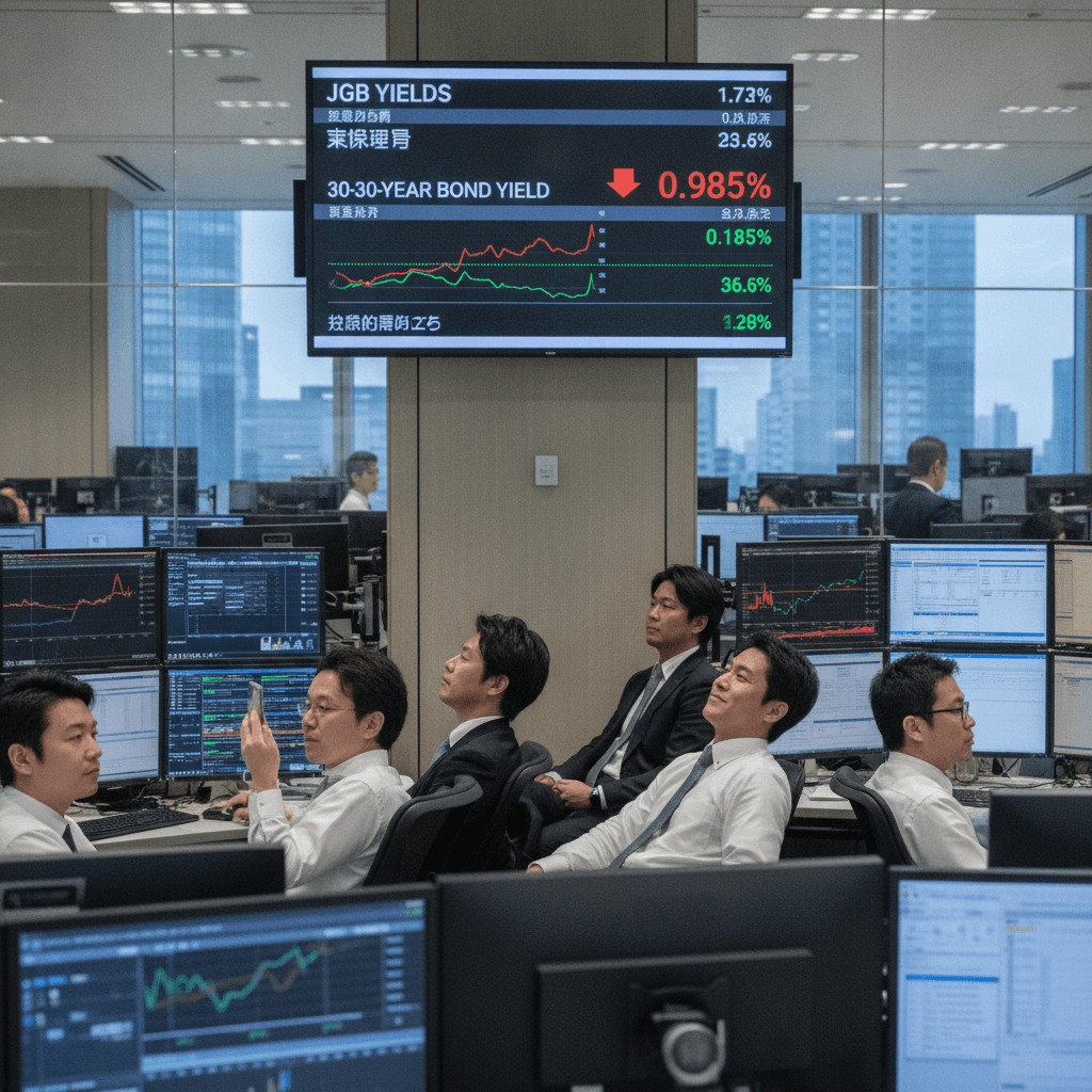 Global Market: JGB yields fall as 30-year bond yield retreats from record high 