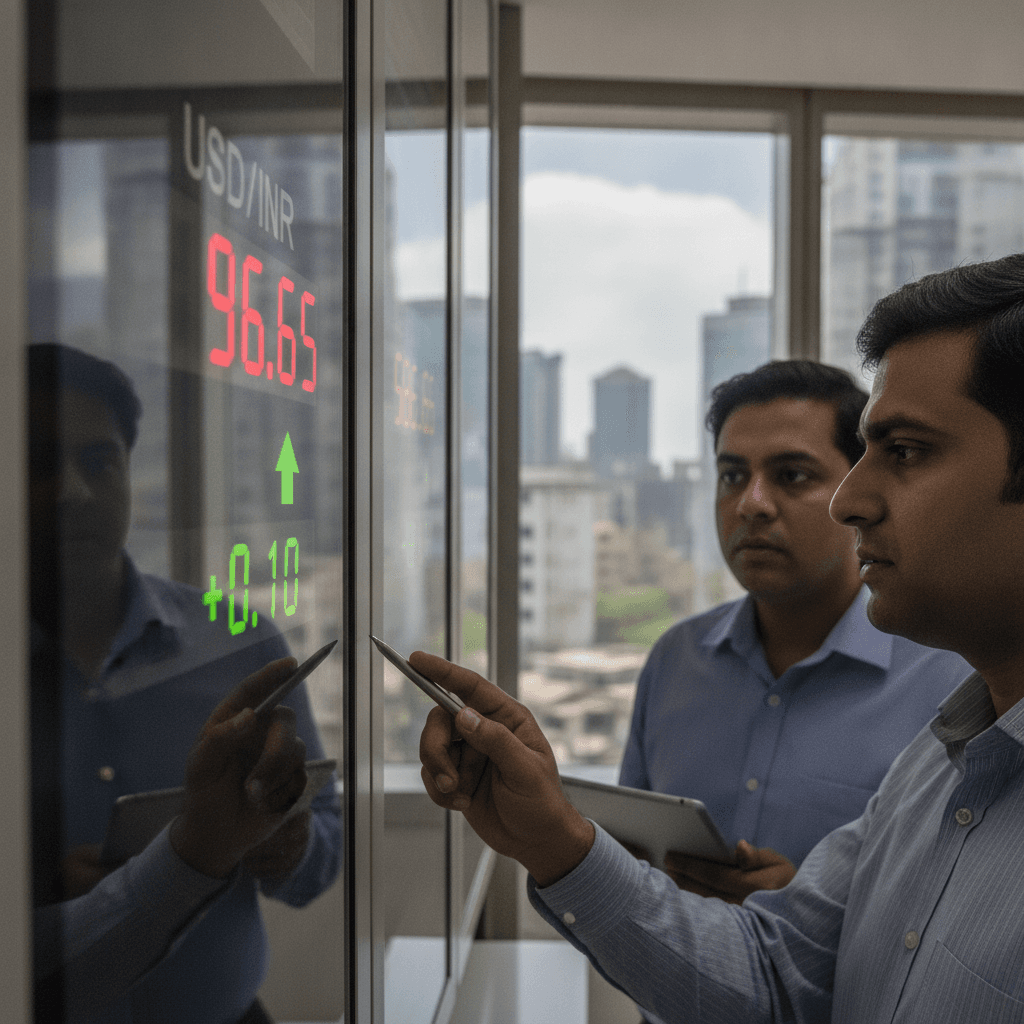 Rupee rises 10 paise to 96.65 against US dollar in early trade 