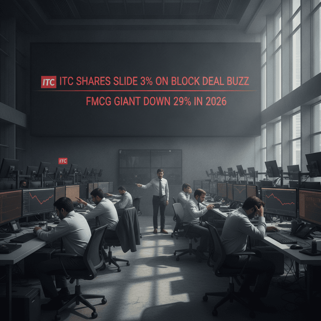 ITC shares slide 3% on block deal buzz; FMCG giant down 29% in 2026 