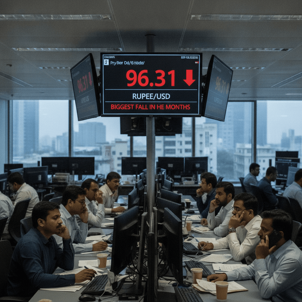 Rupee sinks to 96.31, logs biggest fall in over 2 months
