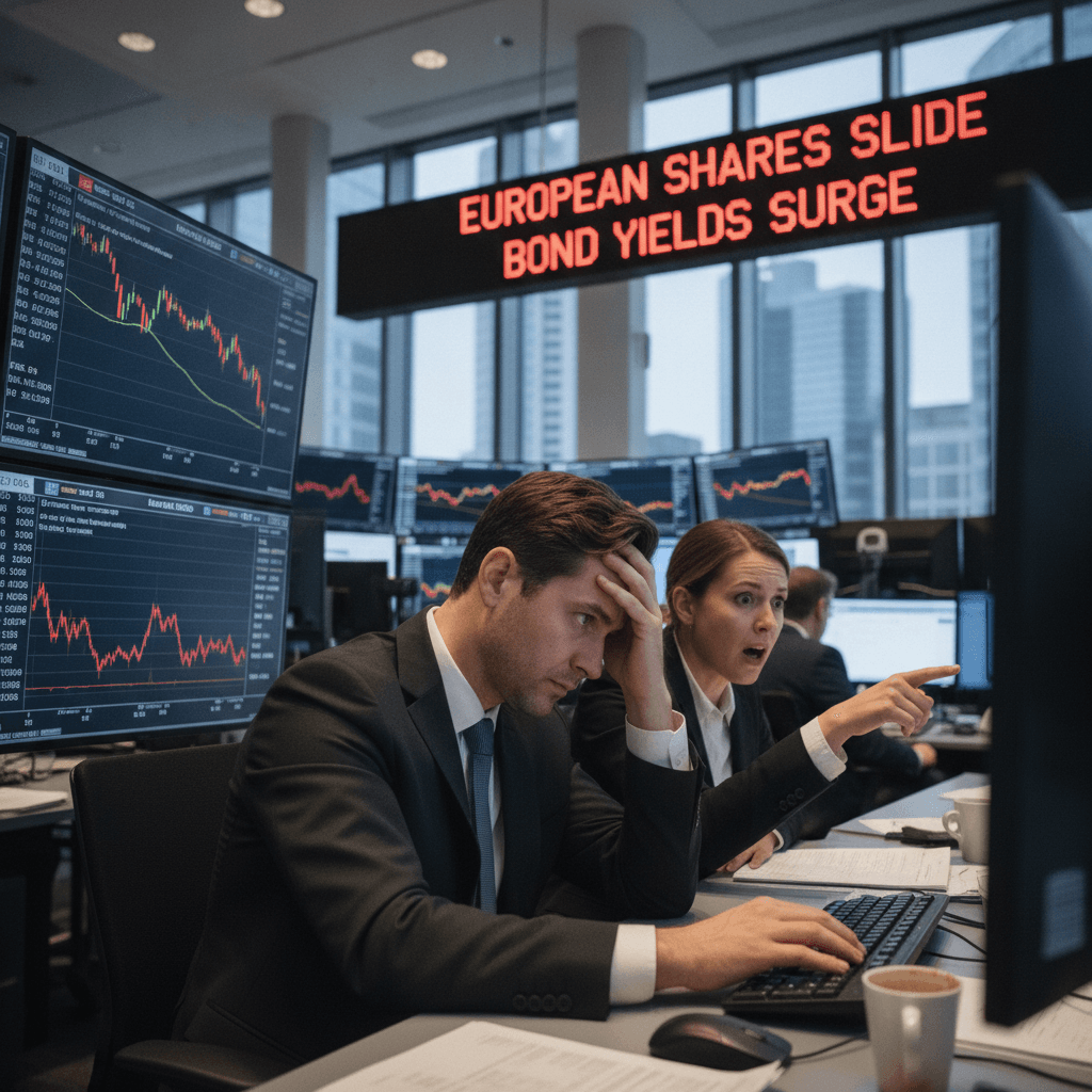 Global Market: European shares slide as surging bond yields hit risk appetite