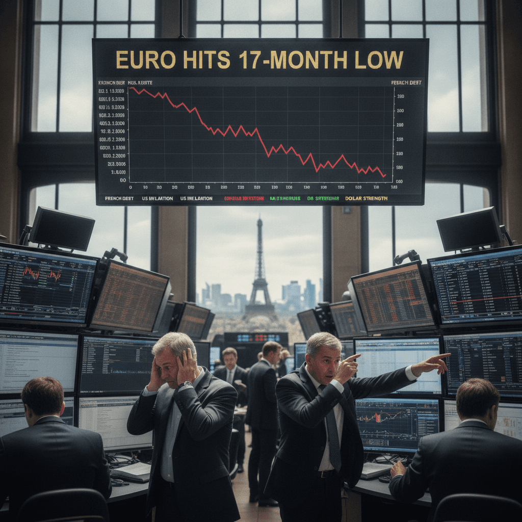 Euro hits 17-month low as French debt fears, US inflation lift dollar