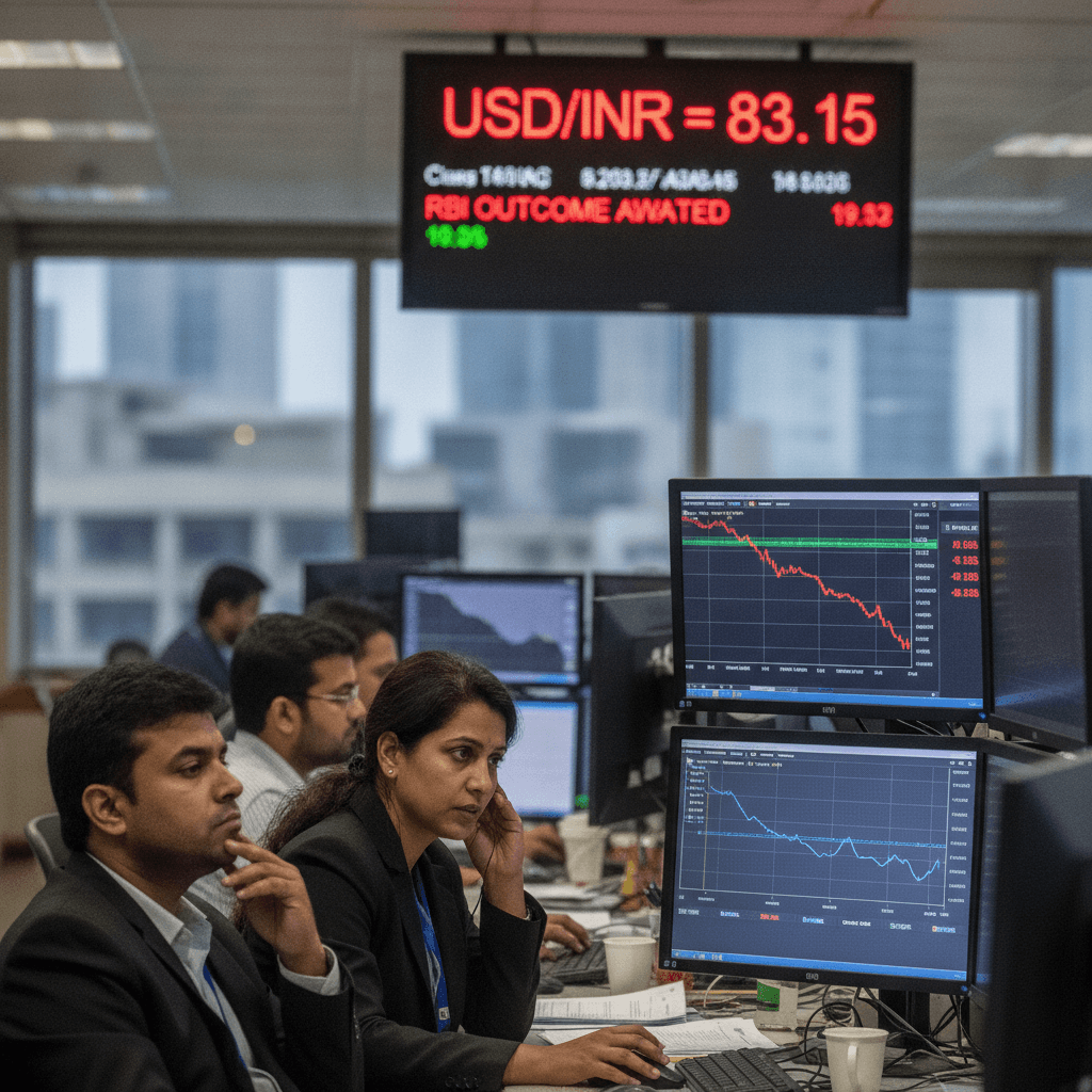Rupee hits two-month low on outflows, investors await RBI outcome with hike priced in
