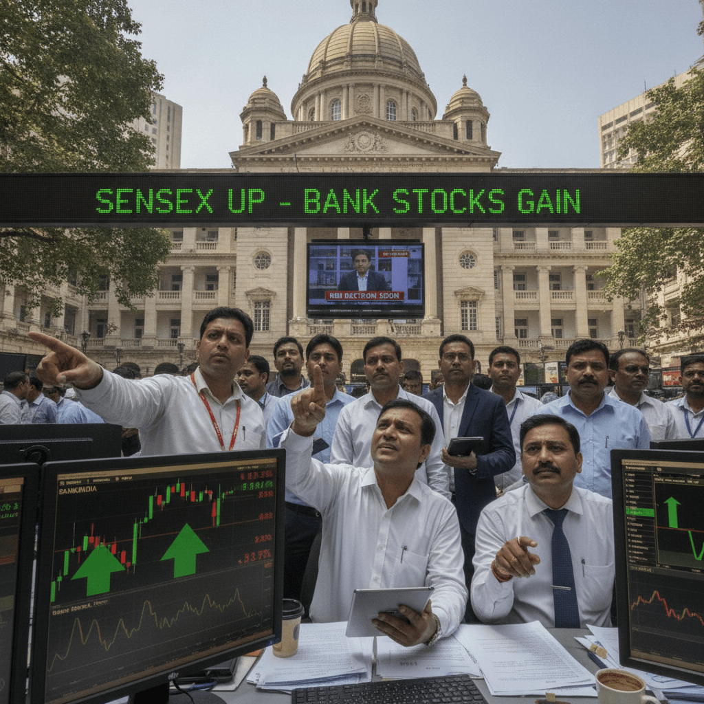 Bank stocks lift Indian markets as crude prices ease, RBI decision eyed