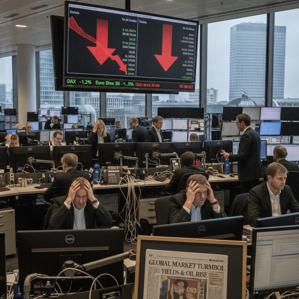 Global Market: European shares fall as rising yields, oil lift risk concerns